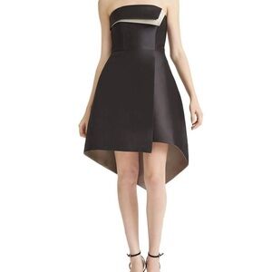 Halston Heritage Black Strapless High-Low Dress